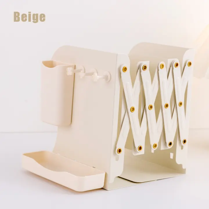 Soporte De Libros De Escritorio Con Estante Retráctil Y Porta Bolígrafos Estudiante Clip Fijo Rack De Almacenamiento Plegable - 1