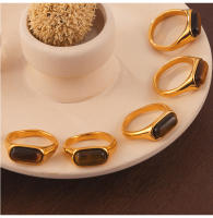2025 Nuevo Anillo de Lujo de Acero Inoxidable Ojo de Tigre Natural Ovalado de Joyería Vintage para Mujer Regalo Anillo de Acero Chapado en Oro que no se empaña - details 6