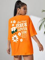 Camiseta de mujer con estampado “Jesus Loves You” – Básica de algodón, transpirable y cómoda, manga corta con cuello redondo, estilo casual - details 10
