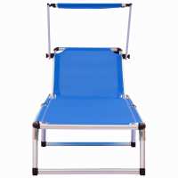 vidaXL Tumbonas plegables con techo 2 uds aluminio y textilene Sillas de Exterior Ideal para jardín, playa, piscina, terraza Tumbona Piscina Tumbonas Playa Tumbonas Jardín Exterior - details 2