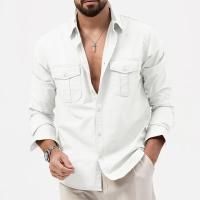 Camisa Táctica De Verde Militar Para Hombres Con Dos Bolsillos En La Cara Cuello En V Manga Larga Estilo Safari Casual - details 2