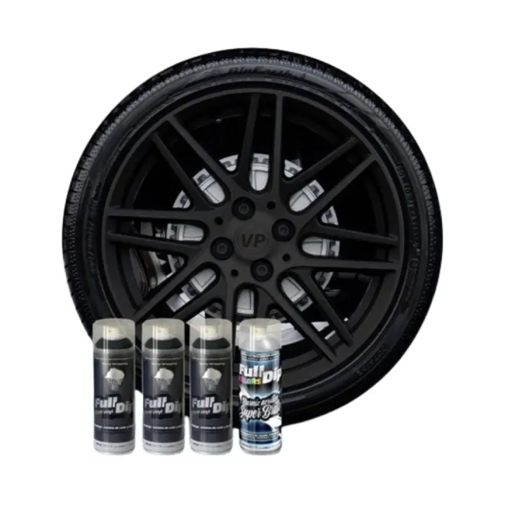 AutoFullCar - PACK 3 SPRAYS FULL DIP NEGRO BRILLO Pack Llantas hasta 16 pulgadas - 400ml Unidad - Full Dip - 1