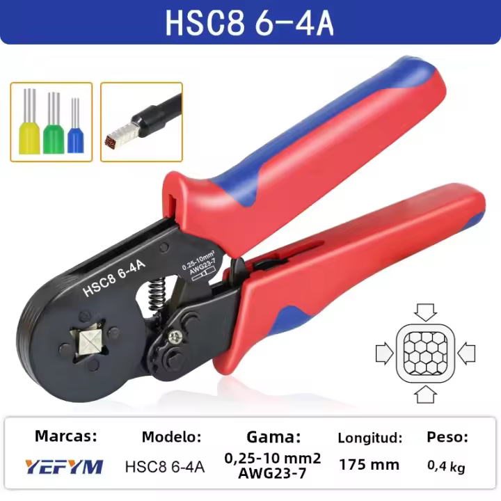 Herramienta De Enchufe Ferrule HSC8 6-4/6-6 Para Terminales De Tubo Y Cable Eléctricos Reparación De Circuitos Electrónicos Herramienta Multifuncional De Acero Al Carbono - 1