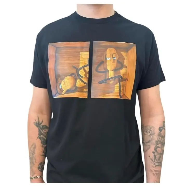 Camiseta Negra Diseño Único Héctor Romero - Arte y Moda - Negro - Algodón Suave - Hecha en Madrid - Hombre y Mujer - 1
