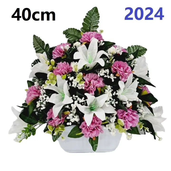Centro de Flores para Cementerio Gerimport | Ramos de Flores para Todos los Santos | Flores Artificiales de Tela | Ancho 50cm | Alto 40cm | Personalizar Color y Medida - 1