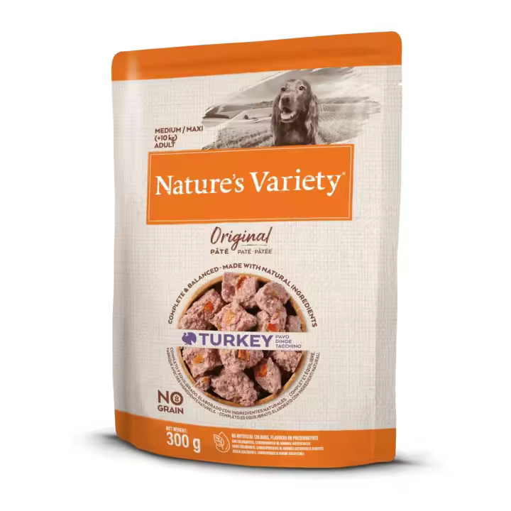 Alimento Húmedo para Perros Nature's Variety Original Paté Medium/Maxi Pavo Sin Cereales - 0,3 Kg X 8 Ud - 1