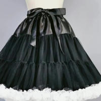 Falda De Túnel Crinolina Para Mujer En Negro Y Blanco Multicapa Para Vestido De Baile Y Boda Underskirt Con Media Altura - details 4
