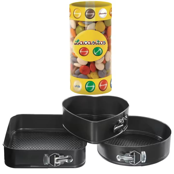Pack repostería:Lacasitos Bote 225 G+Juego de 3 moldes desmontables surtidos - 1
