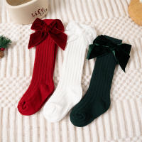 Calcetines Largos Para Bebés Niñas Con Lazo Grande Algodón Suave Para Otoño Invierno Diseño Navideño Juguetón Para Niños De 0 a 8 Años - details 12