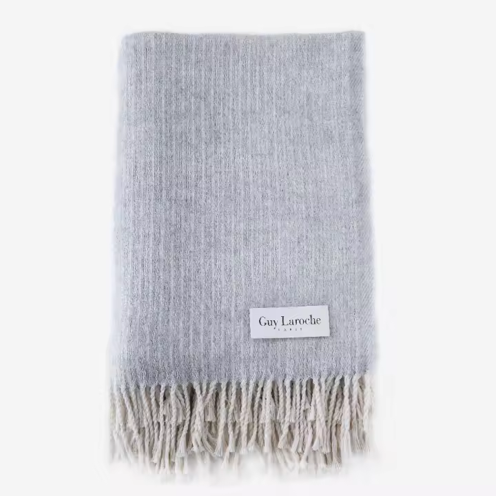 GUY LAROCHE - Plaid LIMOGES gris 130x170 cm - 1