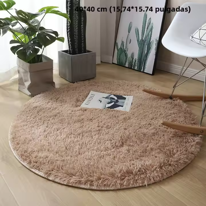 Alfombra De Lana Suave Para Sala De Estar Alfombra Redonda De Peluche Falso Pelo Para Habitación De Niños Alfombra Larga De Plush Para Dormitorio Decoración De Hogar Alfombrilla Antideslizante - 1