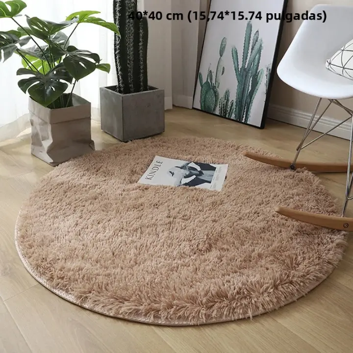 Alfombra De Lana Suave Para Sala De Estar Alfombra Redonda De Peluche Falso Pelo Para Habitación De Niños Alfombra Larga De Plush Para Dormitorio Decoración De Hogar Alfombrilla Antideslizante - 1