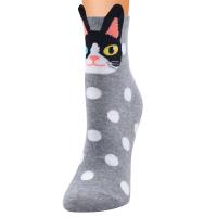 Calcetines De Algodón Para Mujer Con Impresión De Gato Casual Deportivos De Mediana Altura Calcetines De Mezcla De Algodón - details 5
