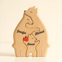 Puzzle De Madera Con Tema De Familia De Oso DIY Decoración Para Escritorio Regalo Para Día De La Madre Figura De Oso Familiar Bonita Y Creativa - details 2