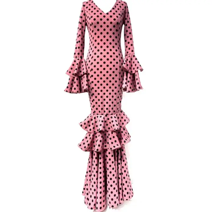 VESTIDO FLAMENCA LICRA FABRICADO EN ITALIA . TALLAS XS/S 34/36 - 72CM 60CM 76CM . M/L 38/40 - 80CM 68CM 84CM . XL/XXL - 42/44/46 - 92CM 80CM 96CM .6XL 52/54/56 -118CM 100CM LARGO 150CM - 1
