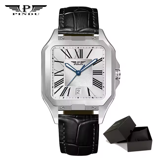 Reloj Métrico Deportivo Para Hombre PINDU Diseño Marca Automático Resistente Al Agua Con Correa De Cuero Y Dial Romano Relogio Masculino - 1