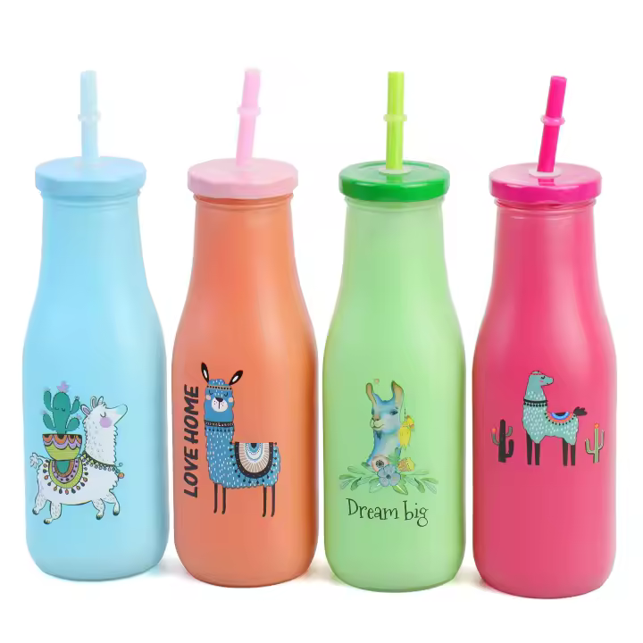 Pack de 4 a 24 unidades de agua para niños, botellas de cristal, regalos cumpleaños niños para invitados, detalles cumpleaños infantil invitados, regalos originales, Modelos surtidos, pajita incluída, Regalantes.com - 1