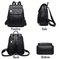 Mochila De Cuero Suave Para Mujer En 5 Colores Bolsa De Hombro Vintage Casual Viaje Mochila De Escuela Bolsa Para Damas - details 13