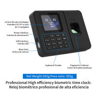Hola led  Reloj de Control de Huellas Dactilares para, Empleados de Pequeñas Empresas con Cálculo Automático de Horas,Reloj Biométrico Independiente H1 en Máquina con 10 Tarjetas RFID Sin Costo Mensual - details 0