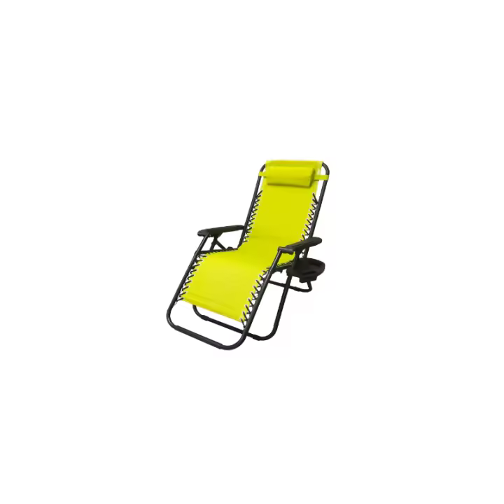 Suinga Tumbona Plegable Jardín y Playa Amarillo - Silla Gravedad Cero con Estructura de Acero Resistente y Reposacabezas Acolchados - 1