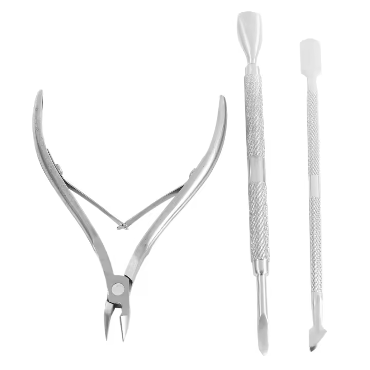 Pinza para cutículas de uñas con recortadores, paquete de 3 herramientas raspadoras DE MANICURA - 1