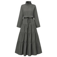 Vestido Largo Elegante ZANZEA Para Mujer Con Cuello Alto Y Volantes Color Sólido Ropa Casual Vestidos De Fiesta De Navidad Y Cumpleaños - details 10