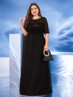 Vestido De Noche Elegante De Talla Grande Con Encaje Y Hombros Descubiertos Vestido De Boda De Seda Negra Mermaid Para Mujer Fiesta Maxi Prom - details 2