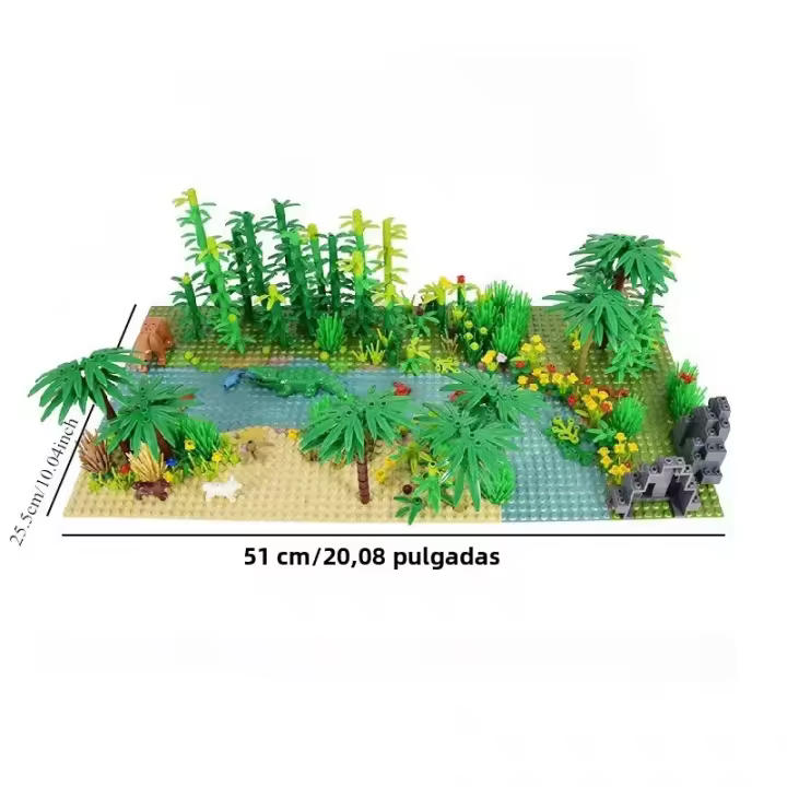 Bloques De Construcción Clásicos Base Placa De Granos 580pcs Pack Para Crear Un Escenario De Selva Tropical Para Niños - 1