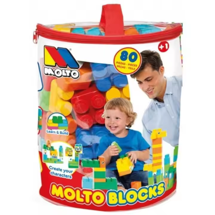 Bolsa Bloques 80 piezas construcción Infantil Molto - 1