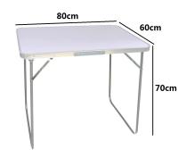 Mesa de Camping Plegable Multifuncional - Mesa Plegable en Madera MDF y Acero - Mesa Auxiliar para Jardín, Terraza, Balcón o Picnic (80x60 cm - Blanco) - details 4