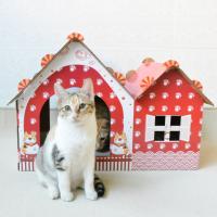 Waneka Casa Navidad para Gatos casa de cartón desmontable lo mejor para pasar una Navidad con tu michi - details 1