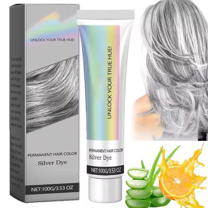 Tinte capilar plateado con extracto de esencia natural Caremey 2 en 1, crema colorante plateada con extracto de esencia natural 2 en 1, para todo tipo de cabello (2 unidades, 1 unidad) - 1