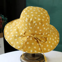 Sombrero Para Mujer Verano Impresión De Amor Gran Alas Protección Solar Algodón Y Lino Plegable Sombrero De Pescador - details 3