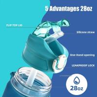 Botella Deportiva De 800ml/27oz Con Escala De Tiempo a Prueba De Fugas Para Viajes Y Fitness Plástico Resistente - details 9
