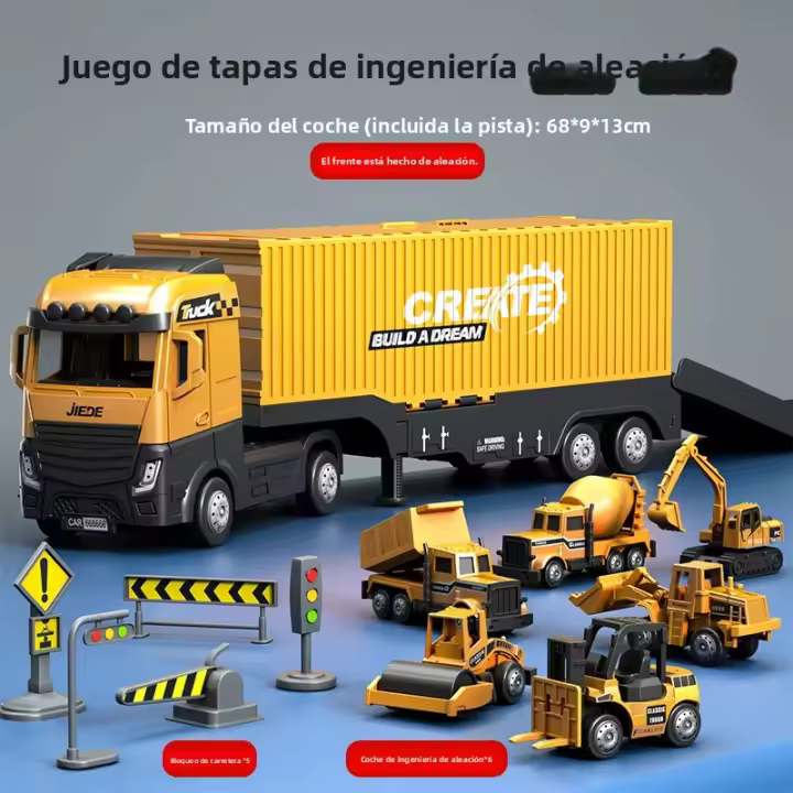 Juego De Juguetes De Camiones De Construcción Para Niños Crane Torre Excavadora Bulldozer Vehículos De Metal Para Niños De 4 a 12 Años - 1