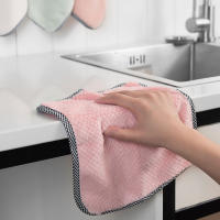 Juego De 4 Toallas De Mano De Terciopelo Coral Para Cocina 25*25cm Absorbentes Y No Desprendiéndose Toallas De Lavado De Platos De Microfibra Sólidas - details 4