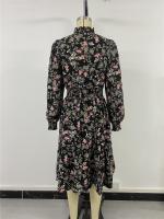 Vestido Casual De Mujer Con Estampado Floral Cuello V Manga Larga A-Line Longitud De Rodilla Cintura Alta Primavera Otoño Invierno - details 32
