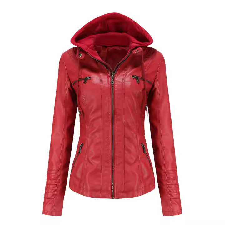 Women's Jackets Fashion Faux Leather Jackets Motorcycle Bomber Jackets Fashion PU Jackets Outerwear rojo - 1