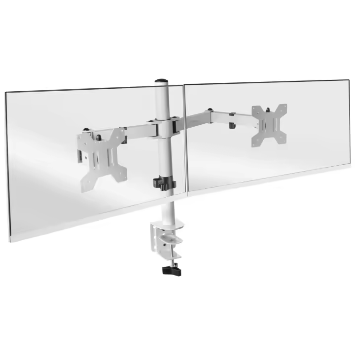 Mars Gaming MARM2, Soporte de Monitor Dual de Brazo para Pantallas Hasta 27”, Articulado y Regulable en Altura, Estructura Robusta, Compatible con VESA75 y VESA100, Soporte Doble Monitor Negro o Blanco - 1