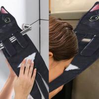 Toalla de Mano Gato Decorativa - Animal Absorbente Suave - Regalos Graciosos para Amantes de los Gatos - Negro - details 3