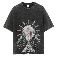Camiseta De Anime Harajuku Verano 100% Algodón Manga Corta Sobredimensionada Vintage Streetwear Para Hombres - details 3