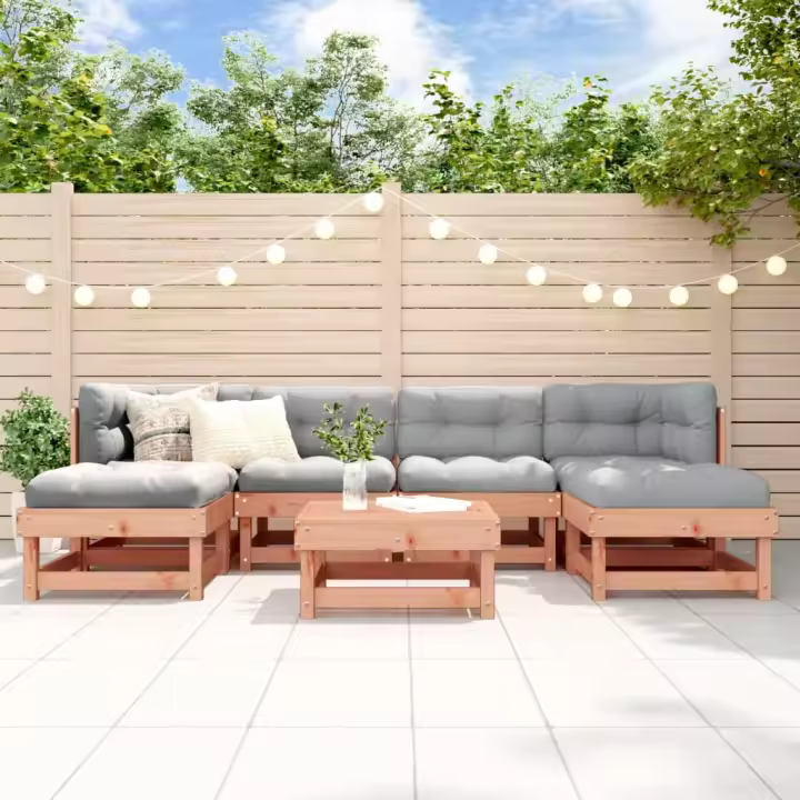vidaXL Juego de muebles de jardín 7 pzas madera maciza abeto Douglas - 1
