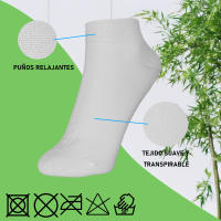 Geshop 6 Pares Calcetines Tobilleros Fibra de Bambú Hombre Mujer  Calcetines Transpirables  Calcetines Bamboo Anti Olor  Color Negro, Blanco. - details 0