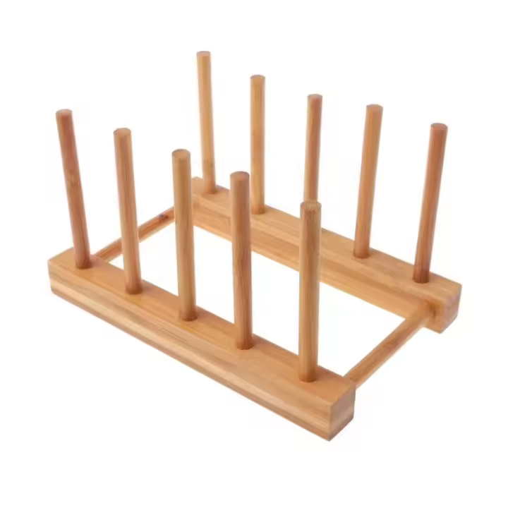 Estante para platos y ollas de madera, soporte para platos, exhibición de tazas de cocina, escurridor, nuevo - 1