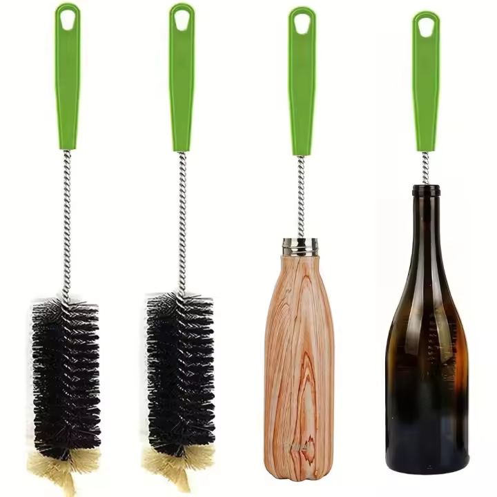 Cepillo De Limpieza Para Botellas Largas Multifuncional Con Agujero Para Colgar Escobilla De Limpiador De Vaso De Cristal Y Vino Para Decantador De Agua Y Cerveza - 1