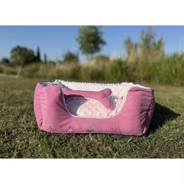 BedsPaw Cama para perros con almohada Rosita mascotas - Cama Suave y Acogedora para Perros o Gatos – Almohada Extraíble, Lavable en Lavadora - 1