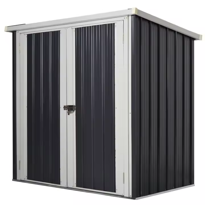Outsunny Cobertizo de Jardín 1,26 m² 147x86x134 cm Caseta de Exterior de Acero Galvanizado con 2 Puertas para Almacenamiento de Herramientas Negro - 1