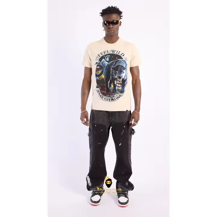 Camiseta Left Point Beige Pedrería Brillante Pantera Feel Wild - 1