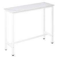 HOMCOM Mesa de Bar Mesa Alta con Encimera de Melamina Efecto Marmoleado y Patas de Acero Estilo Moderno para Cocina Cafetería Comedor 120x40x100 cm Blanco - details 0