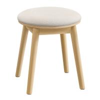 Taburete para Tocador de Maquillaje, Tapizado, Patas de Madera Maciza, Asiento Redondo, Almohadillas Antideslizantes, Estilo Bohemio, para Dormitorio, Blanco Crema y Beige Roble - details 0